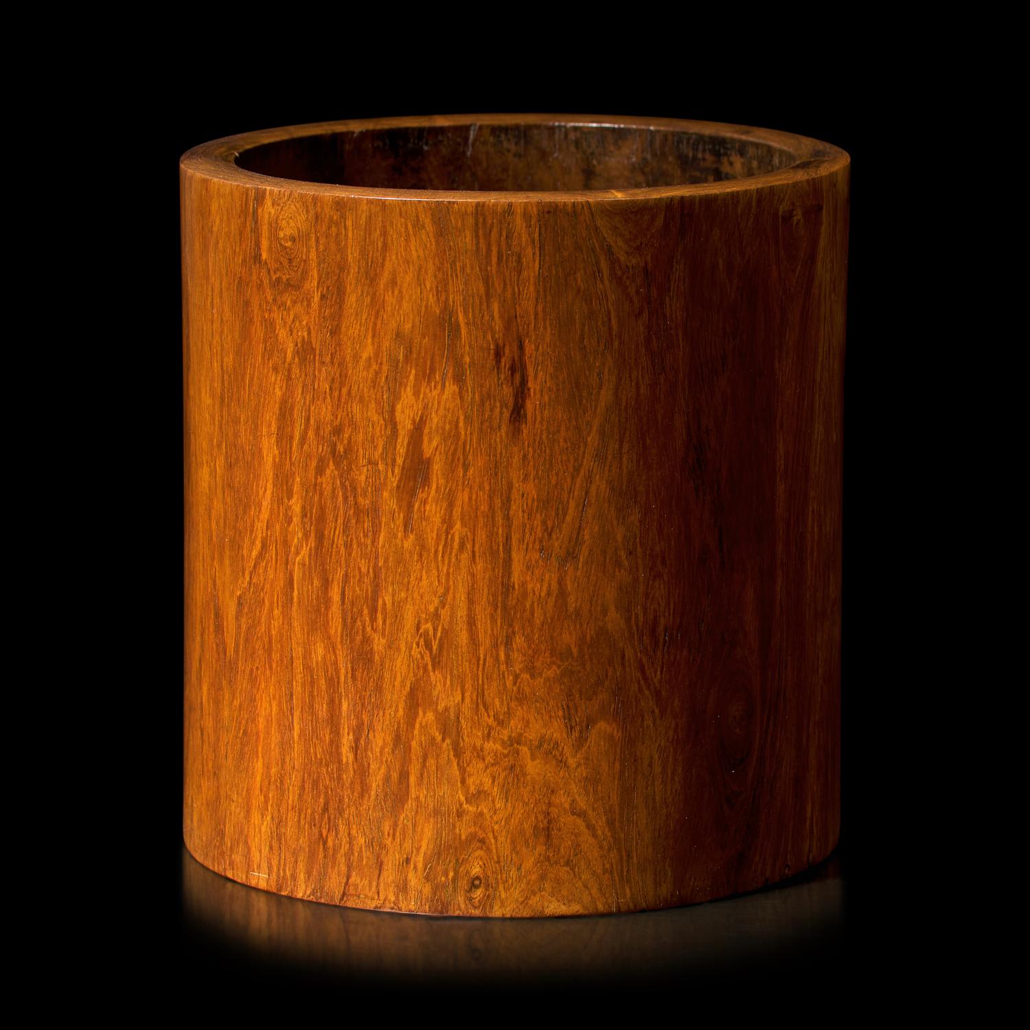 A Chinese Huanghuali Wood Brush Pot, Bitong, Qing Dynasty 清 黃花梨素面筆筒