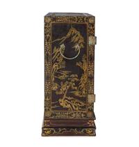 A Polychrome and Gilt Lacquered ‘Landscape’ Kang Cabinet