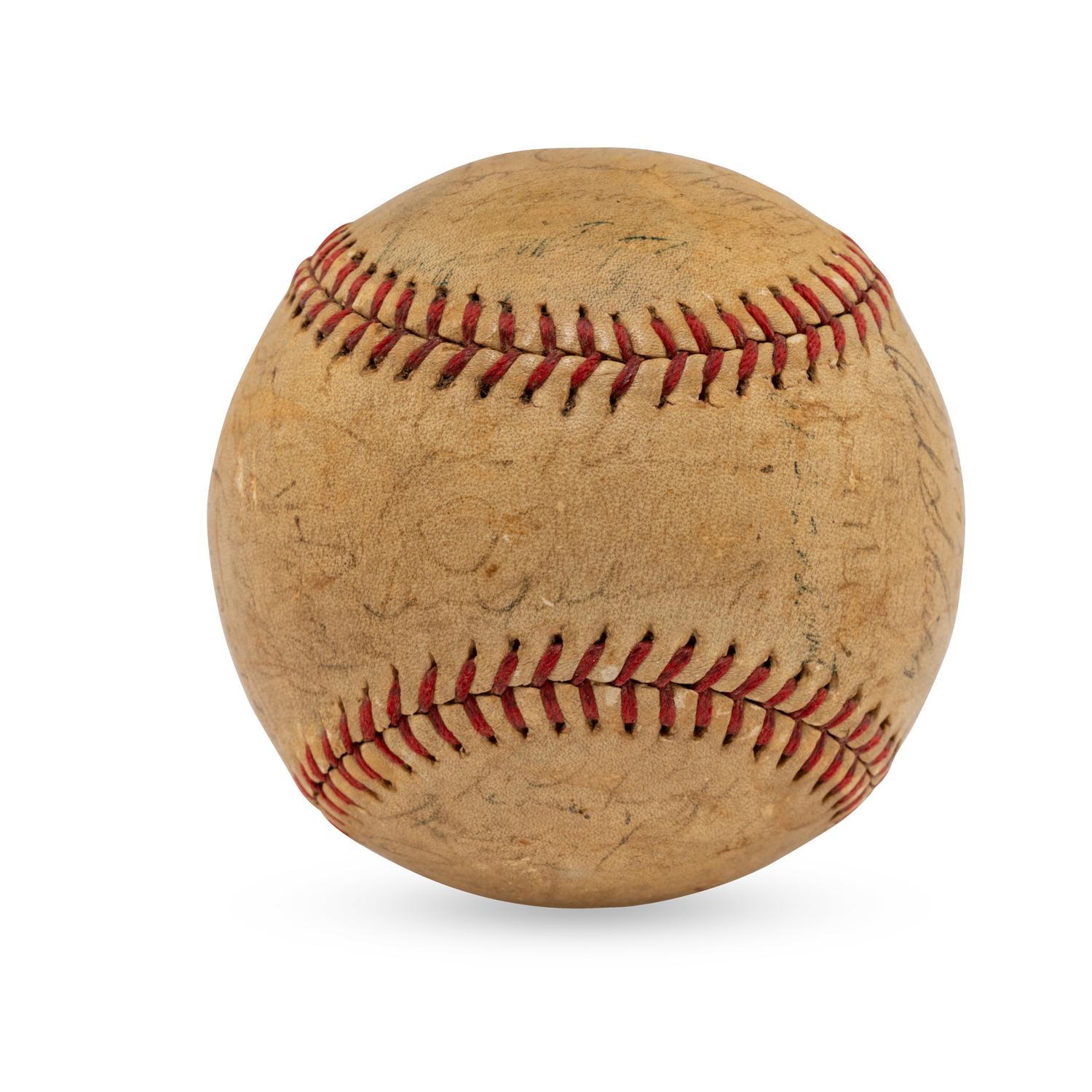 A 1938 World Series Champions New York Yankees Team Signed Autograph Baseball Featuring Lou Gehrig (Beckett Authentication Services Letter of Authenticity)