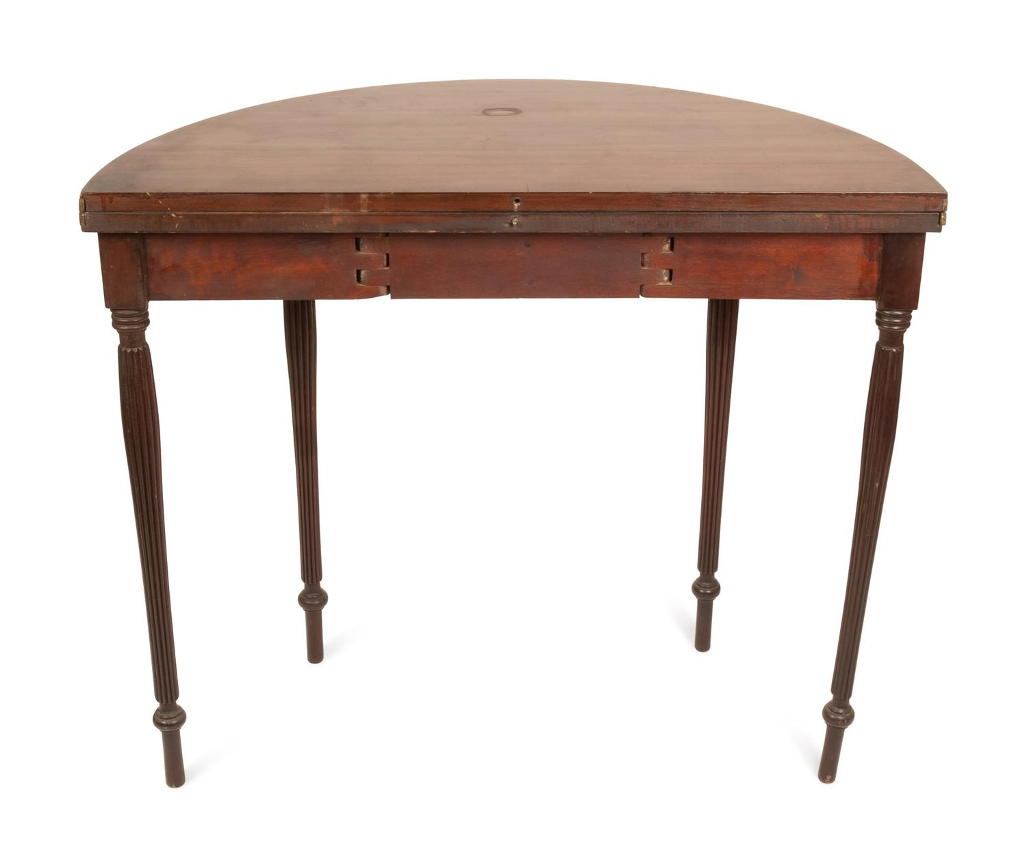 A Federal Style Mahogany and Marquetry Inlaid Game Table