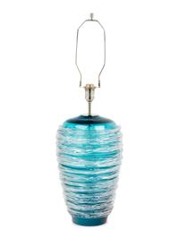 A Porta Romana Clear-Threaded Blue Glass Lamp