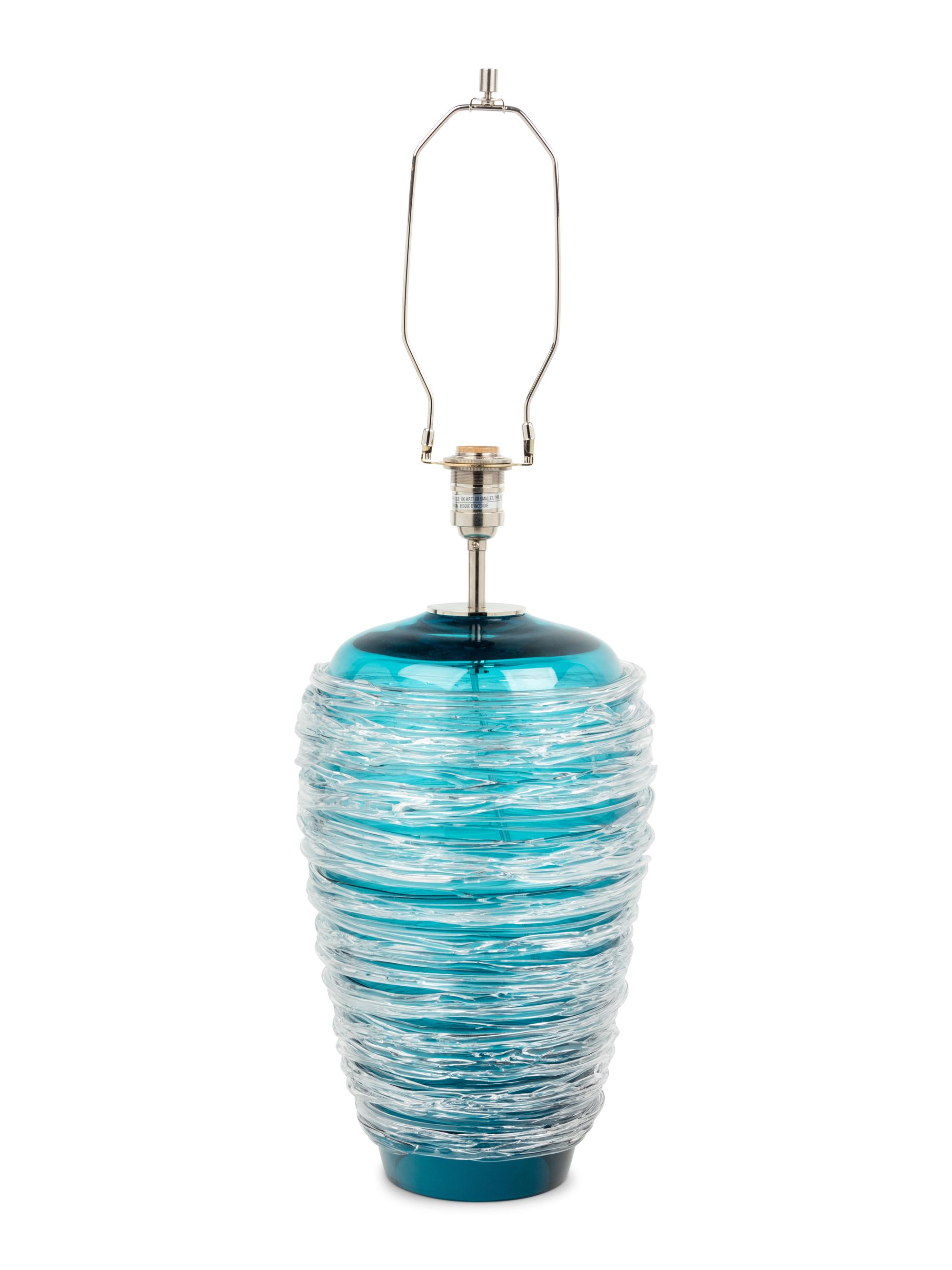 A Porta Romana Clear-Threaded Blue Glass Lamp