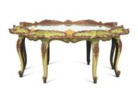 An Italian Painted Low Coffee Table with Mirror Inset Top