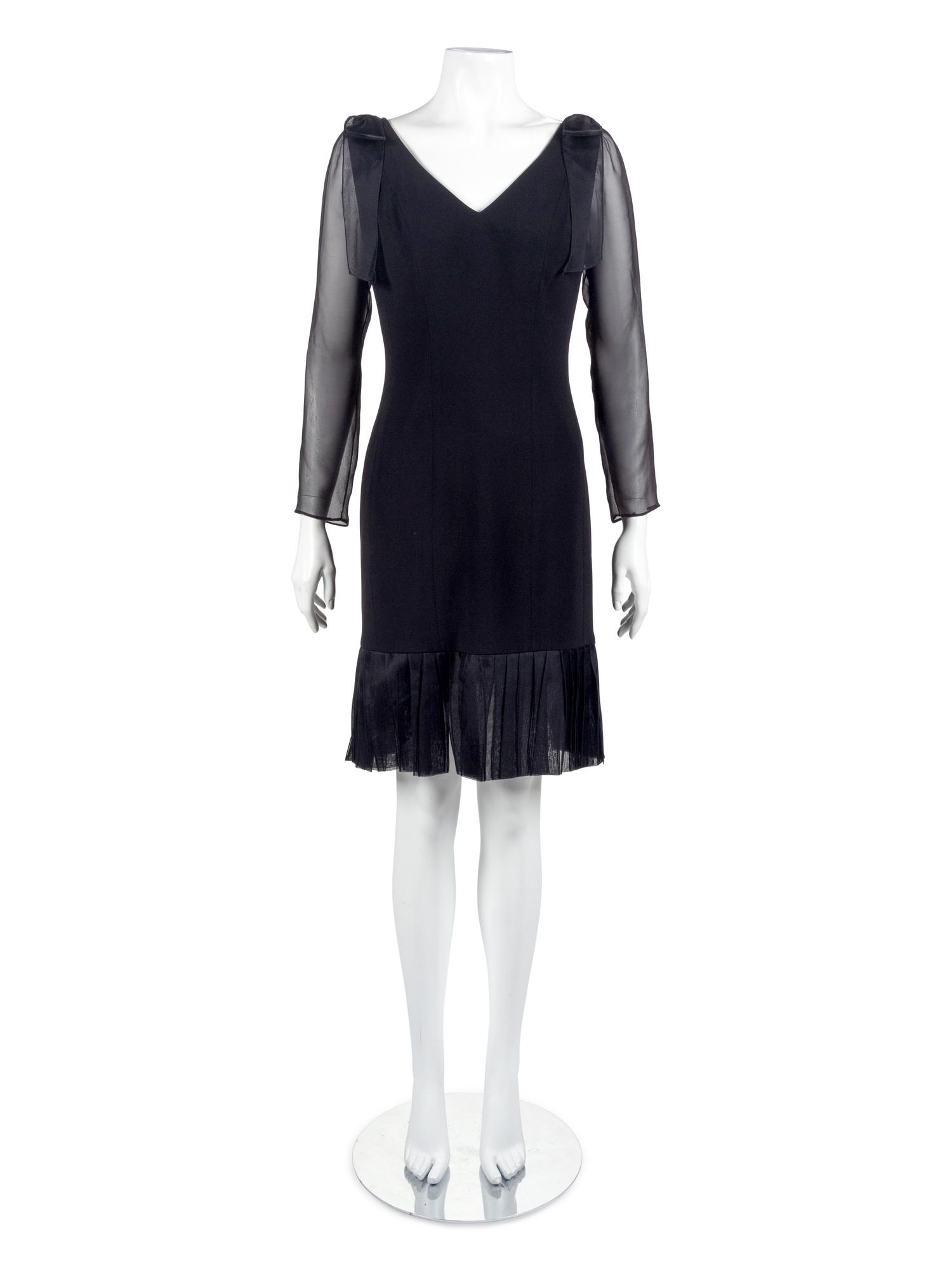 Mary McFadden Couture Gold Silk Dress & Lourdes Chavez Black Cocktail Dress, 1980s