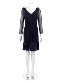 Mary McFadden Couture Gold Silk Dress & Lourdes Chavez Black Cocktail Dress, 1980s