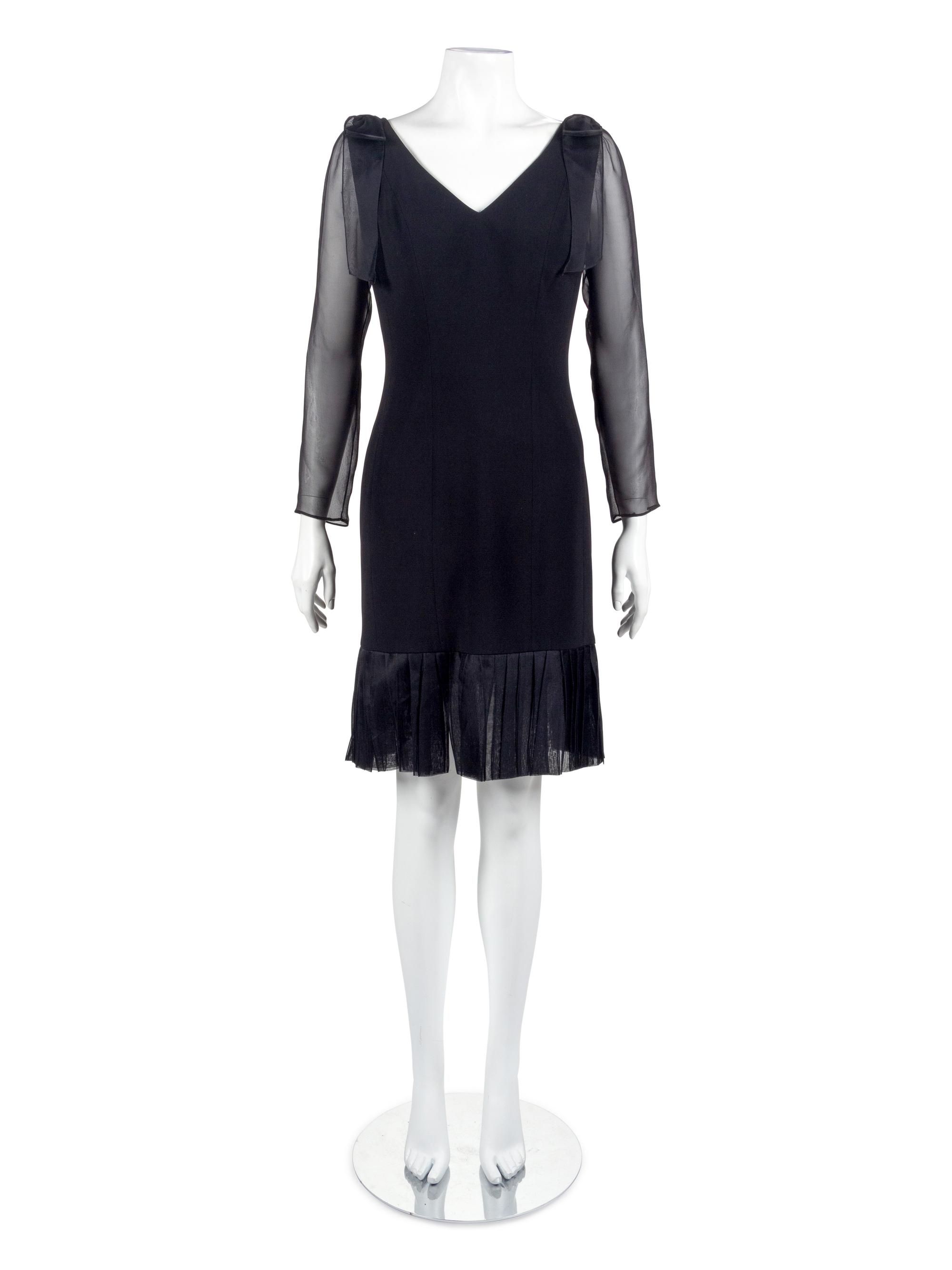 Mary McFadden Couture Gold Silk Dress & Lourdes Chavez Black Cocktail Dress, 1980s