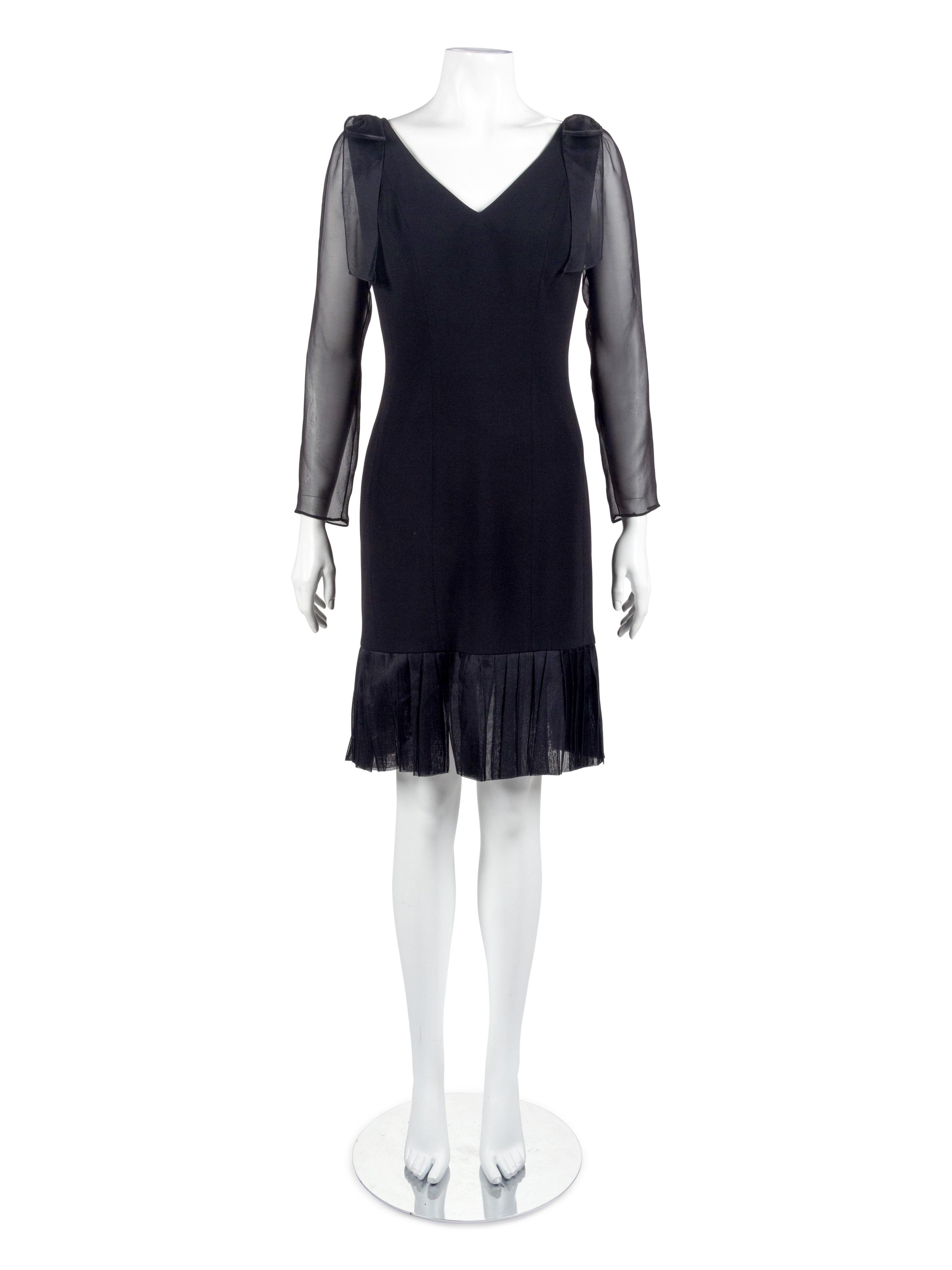 Mary McFadden Couture Gold Silk Dress & Lourdes Chavez Black Cocktail Dress, 1980s