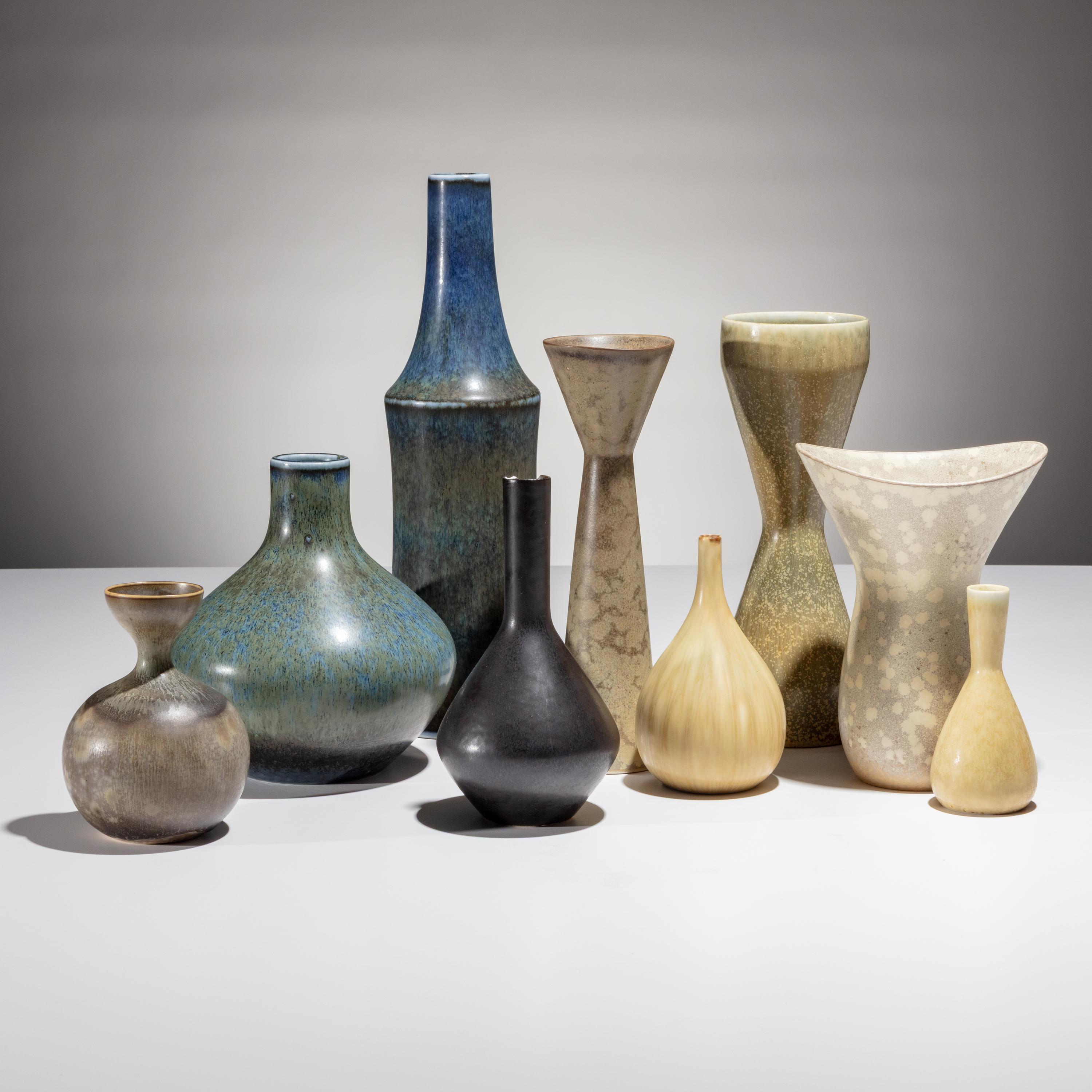 Carl-Harry Stålhane (Swedish, 1920–1990) — Collection of Nine Vases Rostrand, Sweden, c. 1950