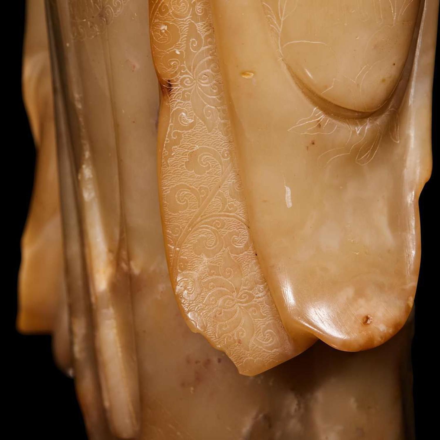 A Chinese carved soapstone figure of Shoulao 壽山石雕羅漢 Qing dynasty ?