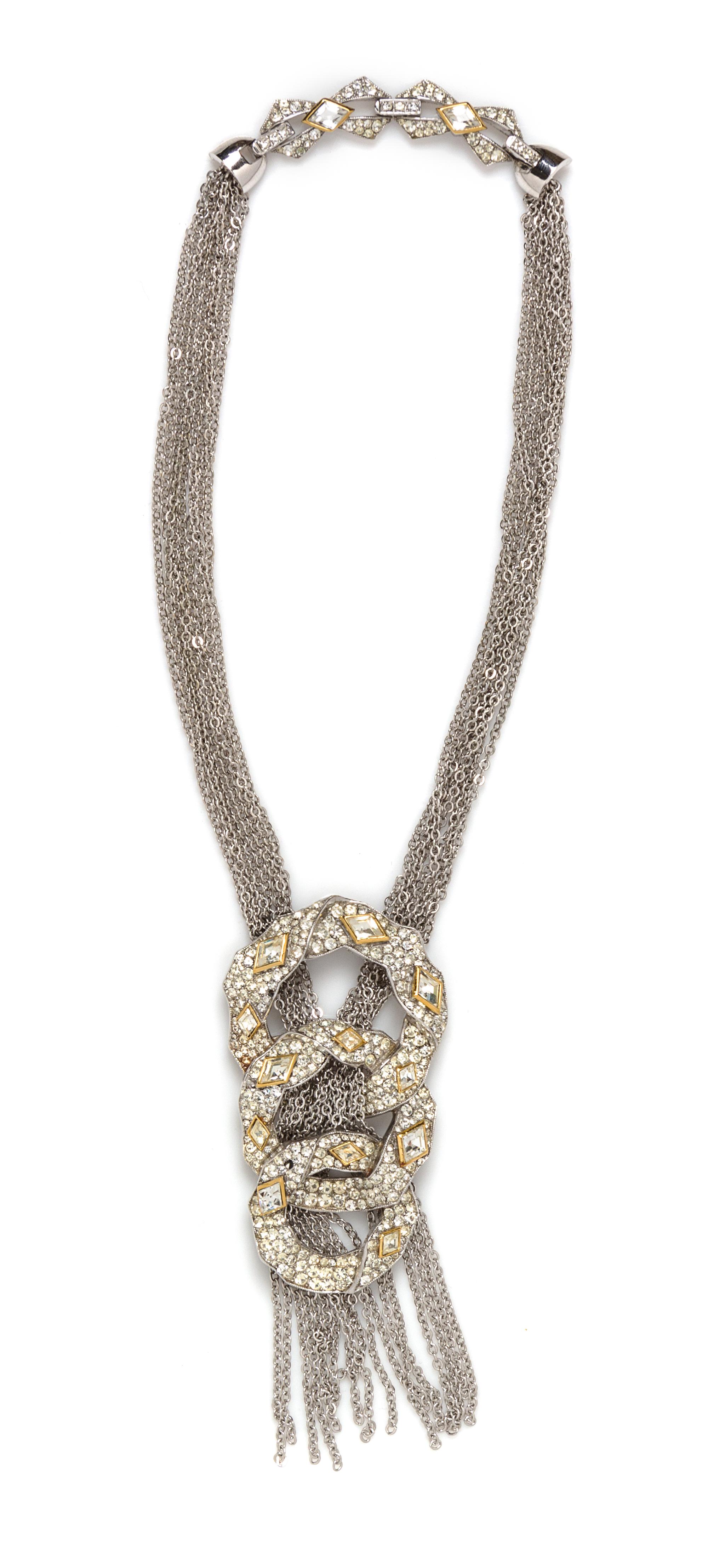 A Clear Rhinestone Multistrand Necklace,