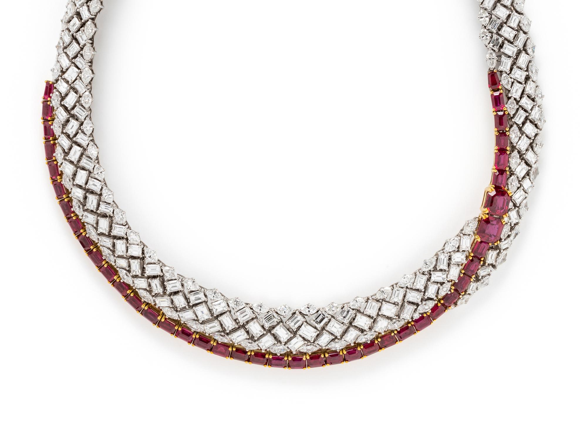 GARRARD & CO., DIAMOND AND RUBY NECKLACE