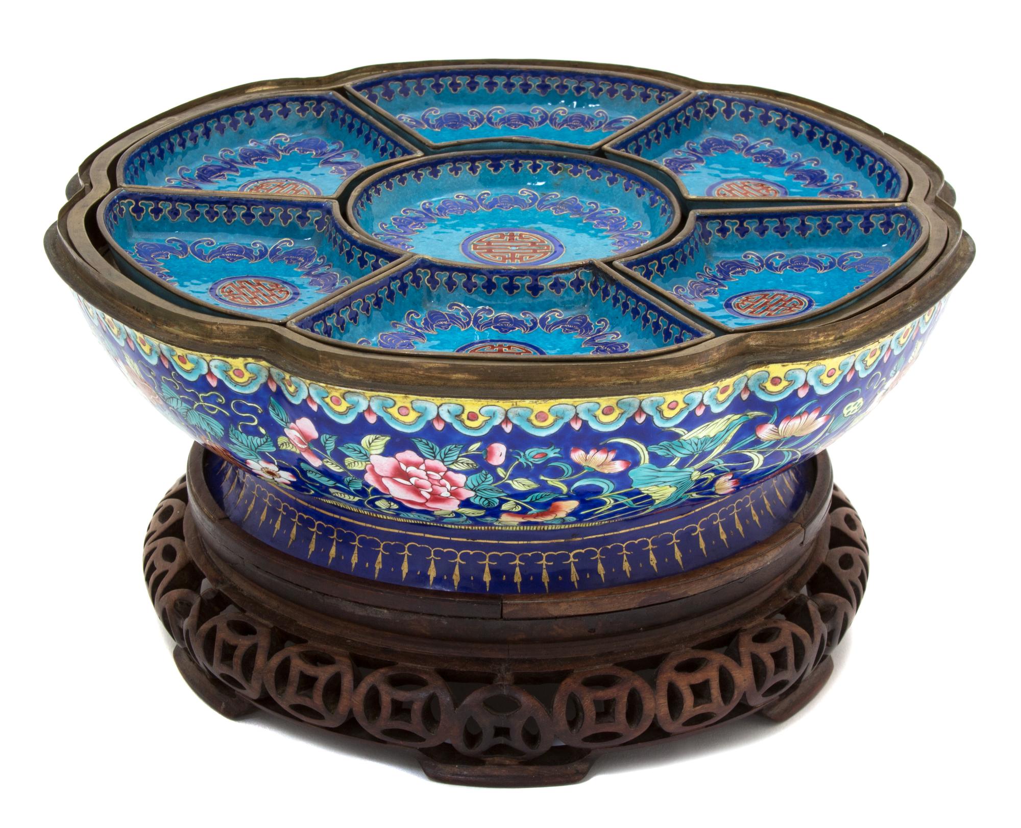 A Canton Enamel on Copper Sweetmeat Set — 19TH CENTURY