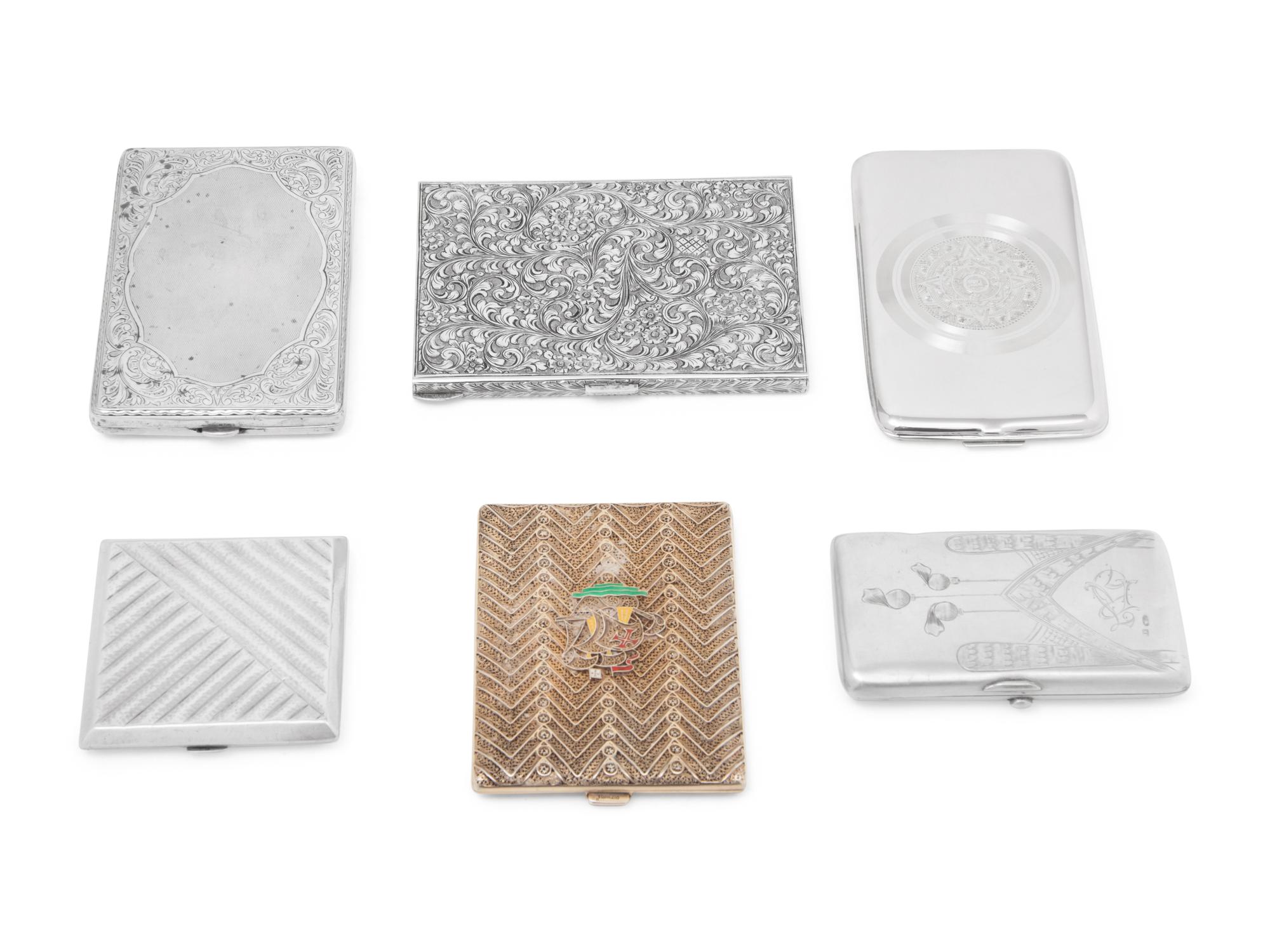 A Group of Six Silver Cigarette Cases