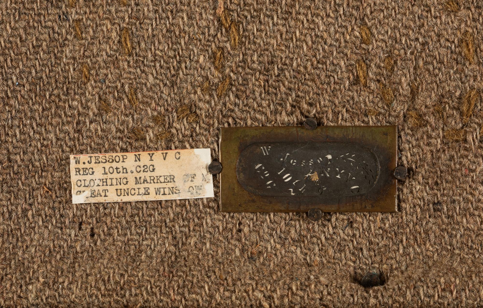 [CIVIL WAR]. Civil War-era blanket identified to Winslow Jessop, Company G, 10th New York Cavalry Regiment, who died of disease on 17 May 1865. [ With: ] Stencil identified to Jessup.