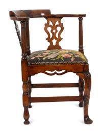 A William IV Carved Walnut Corner Chair — 19TH CENTURY