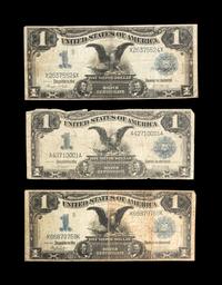 Three Series 1899 Black Eagle $1 Silver Certificates