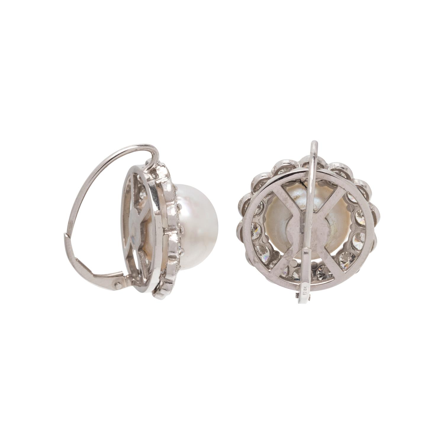 CULTURED SOUTH SEA PEARL AND DIAMOND EARRINGS