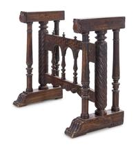 A Spanish Iron Mounted Carved Walnut Vargueño on Stand