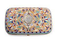A Russian Silver-Gilt and Enamel Cigarette Case