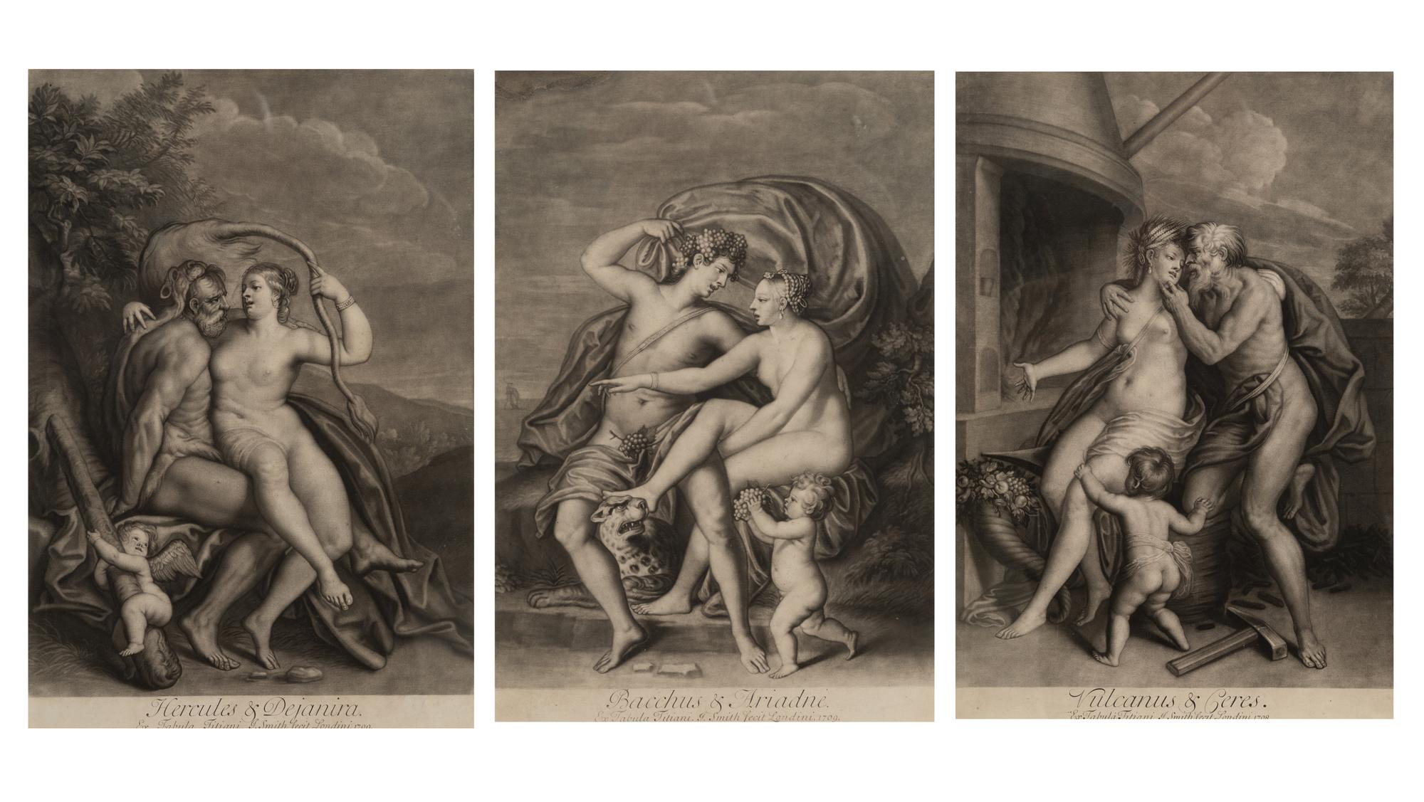 A Set of Three Chromolithographs after Titian