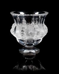 Lalique, a Dampierre pattern molded and frosted glass vase