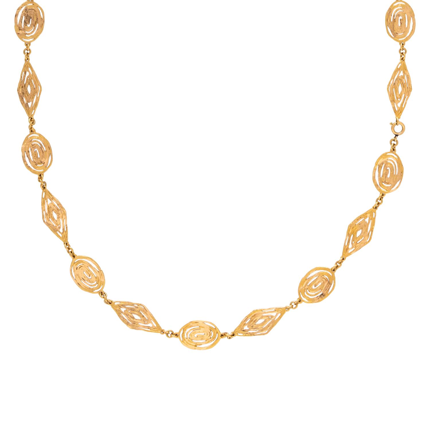 Italian, Yellow Gold Fancy Link Chain Necklace