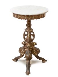 A Continental Giltwood Pedestal Table, Height 31 1/4 x diameter 19 1/2 inches.