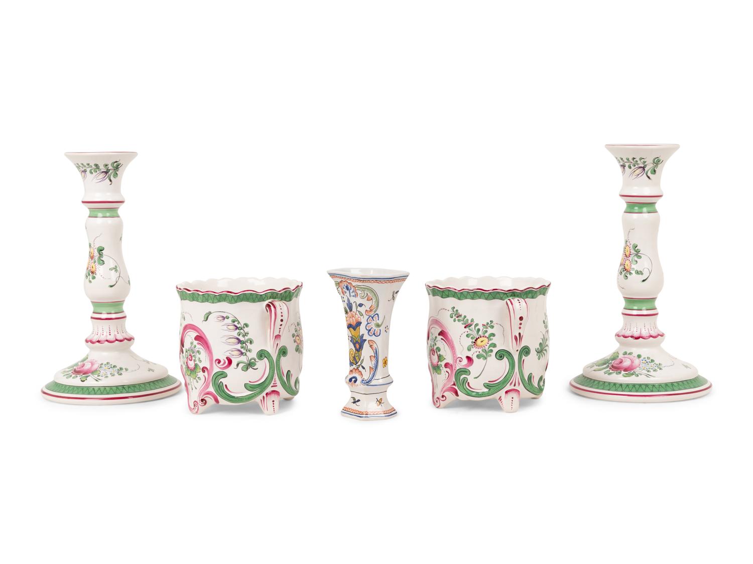 A Group of French Faience Table Articles