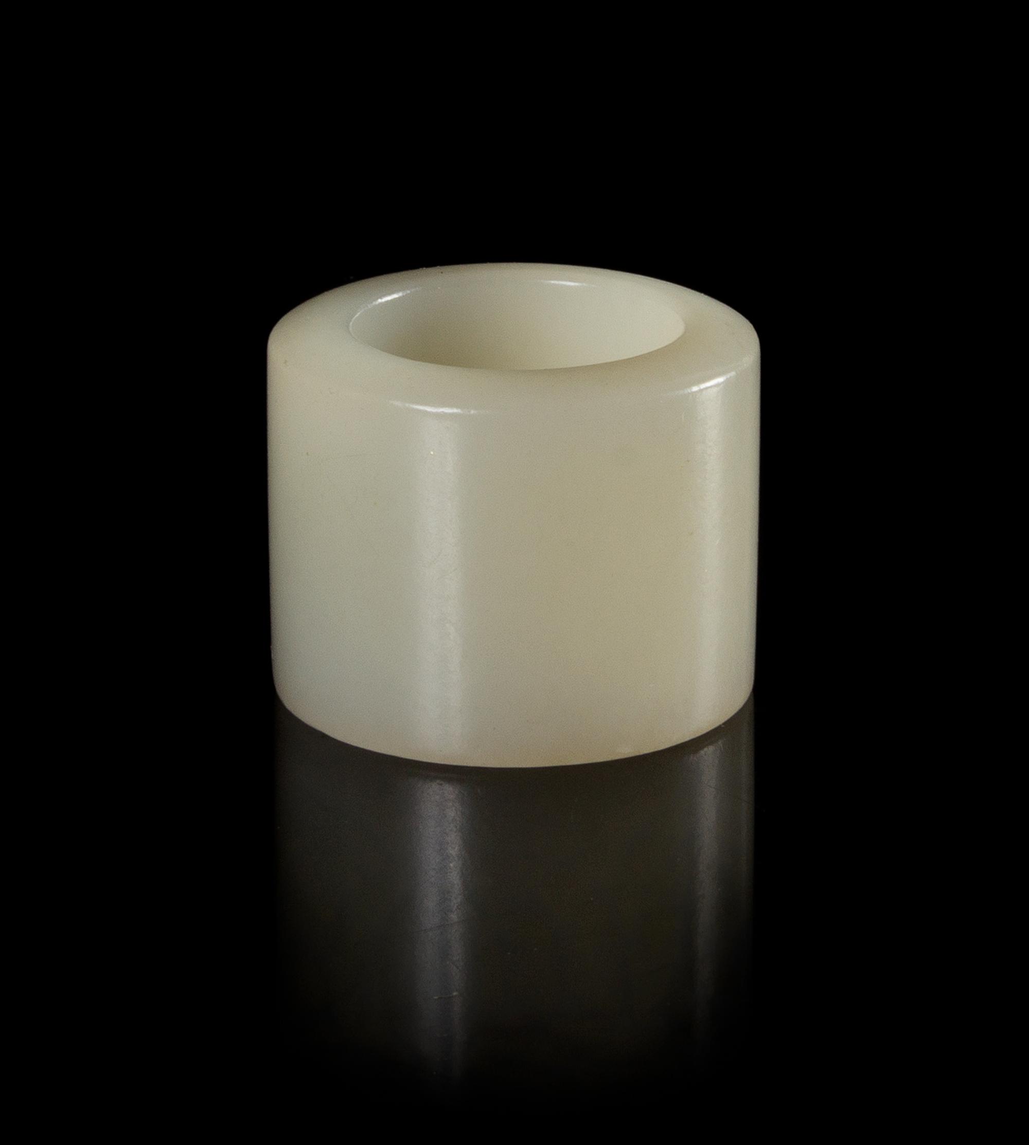 A White Jade Archer's Ring Length 1 inch.