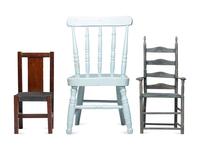 Three Painted Wood Doll's Chairs