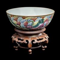 A Chinese Famille Rose Porcelain 'Fu Lion' Bowl, Tongzhi Period 清同治 粉彩戯獅圖碗