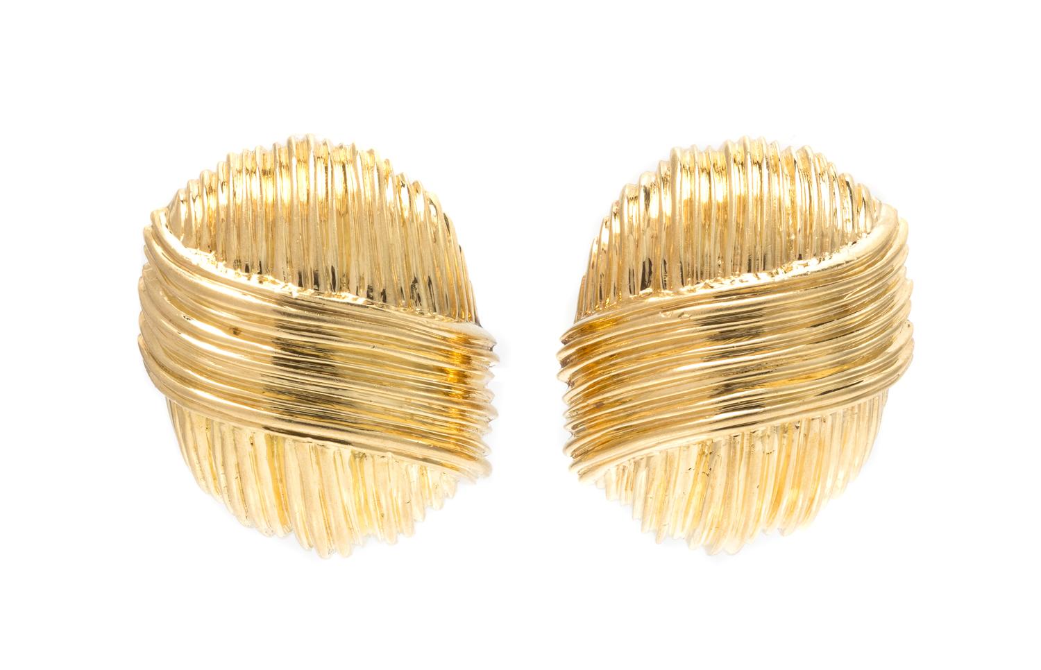 A Pair of 18 Karat Yellow Gold Earclips, 13.20 dwts.