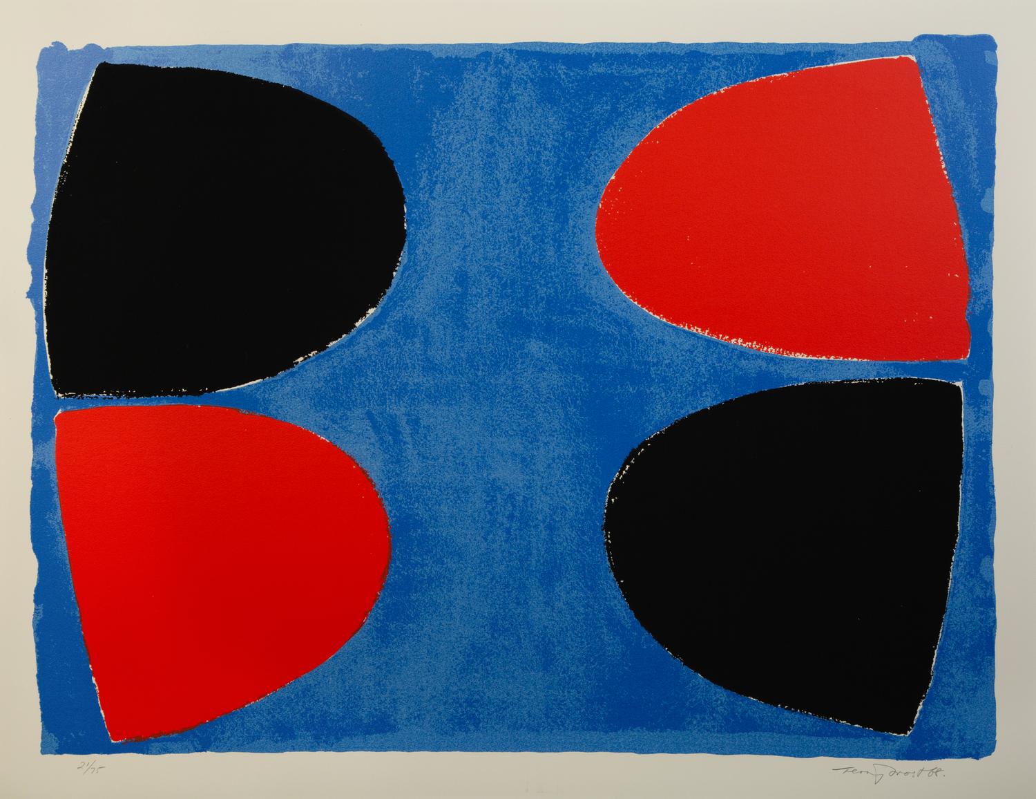 Black and Red on Blue