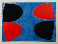 Black and Red on Blue