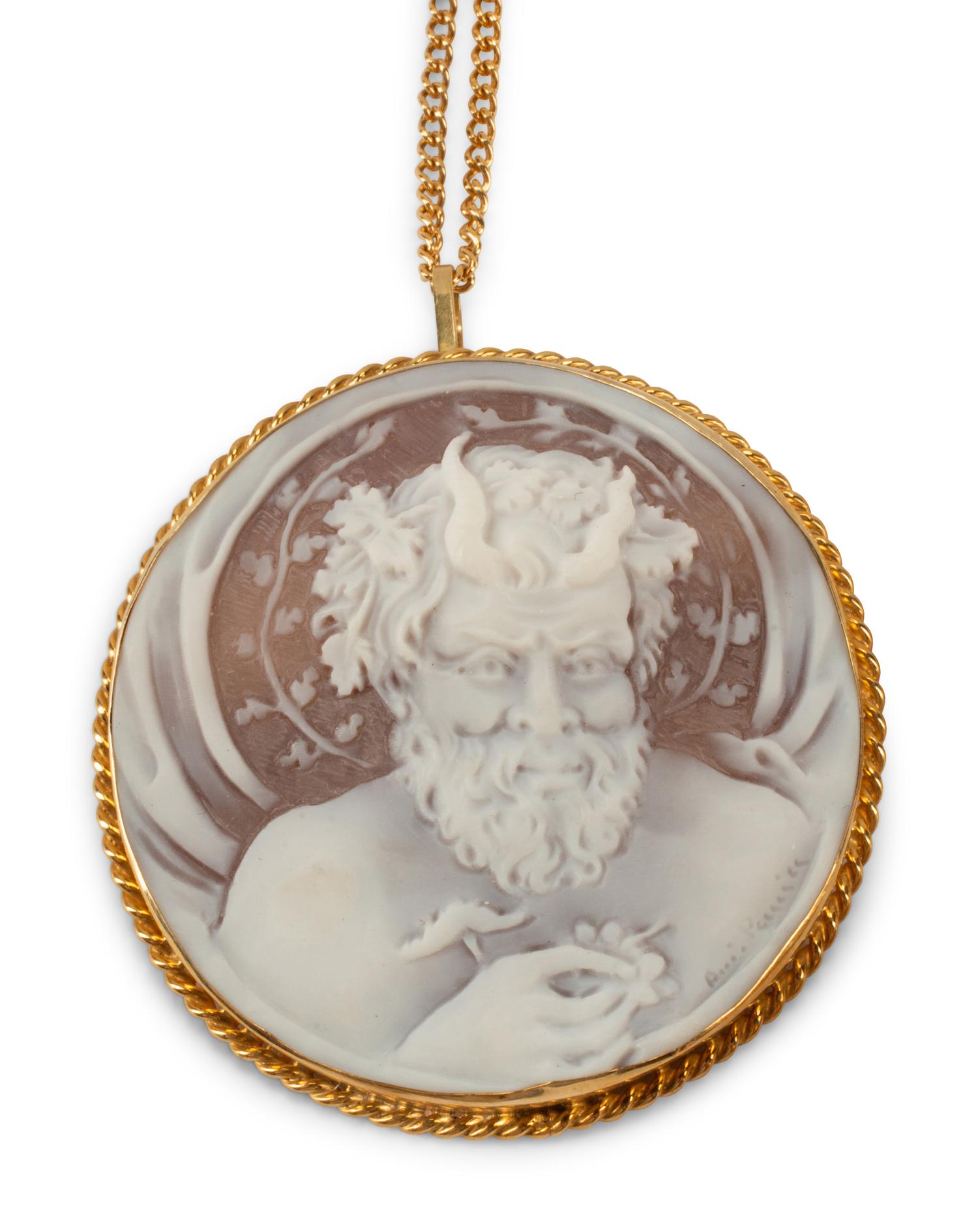 Three Italian Carved Cameos with Silver-Gilt Mounts