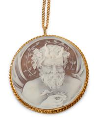 Three Italian Carved Cameos with Silver-Gilt Mounts