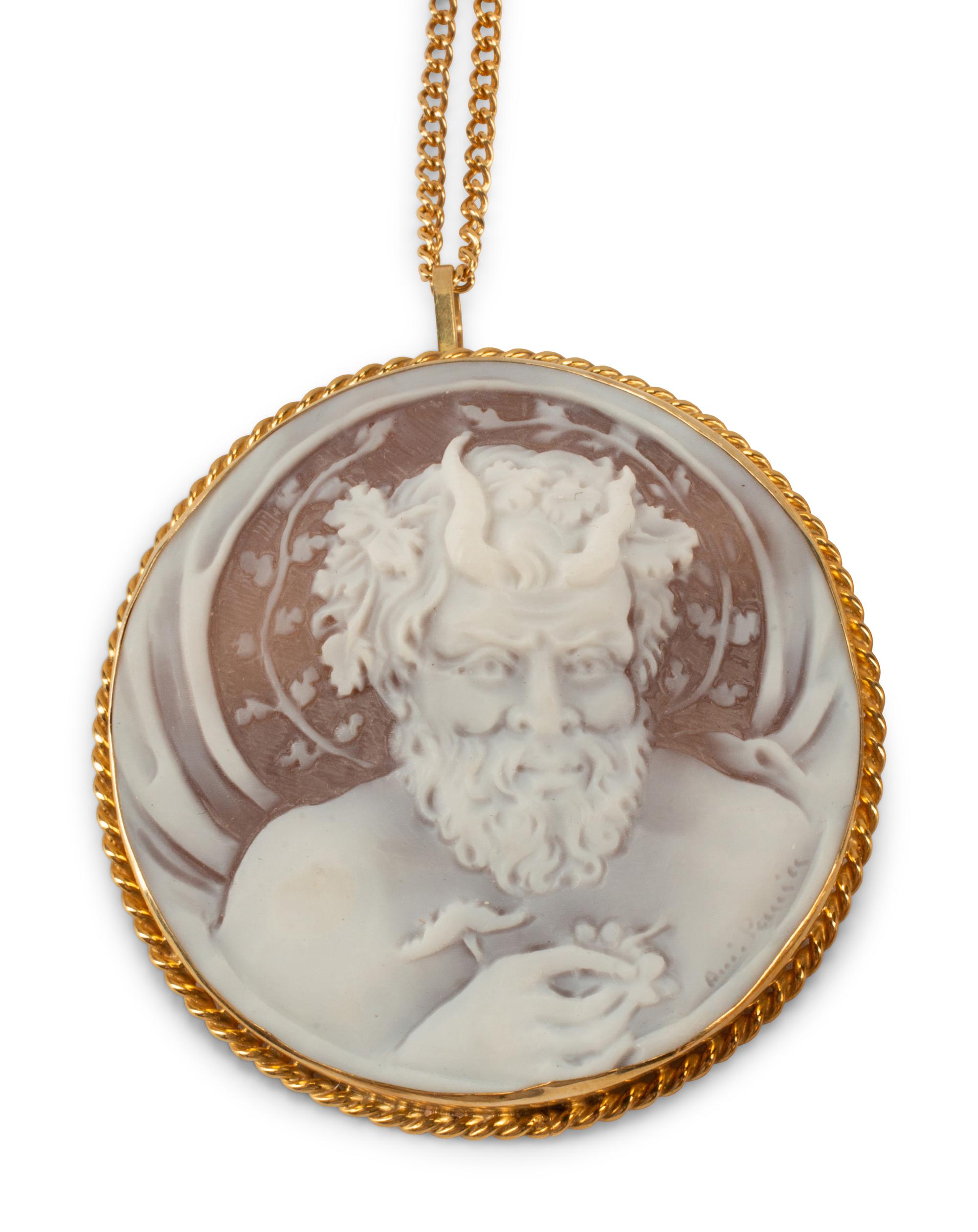 Three Italian Carved Cameos with Silver-Gilt Mounts