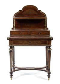 A Russian Empire Style Brass Mounted Mahogany Bureau de Dame, LATE 19TH CENTURY, Height: 50 1/2 inches. — LATE 19TH CENTURY