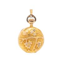 LADY ELGIN, C.D. PEACOCK, 14K YELLOW GOLD AND DIAMOND OPEN FACE POCKET WATCH