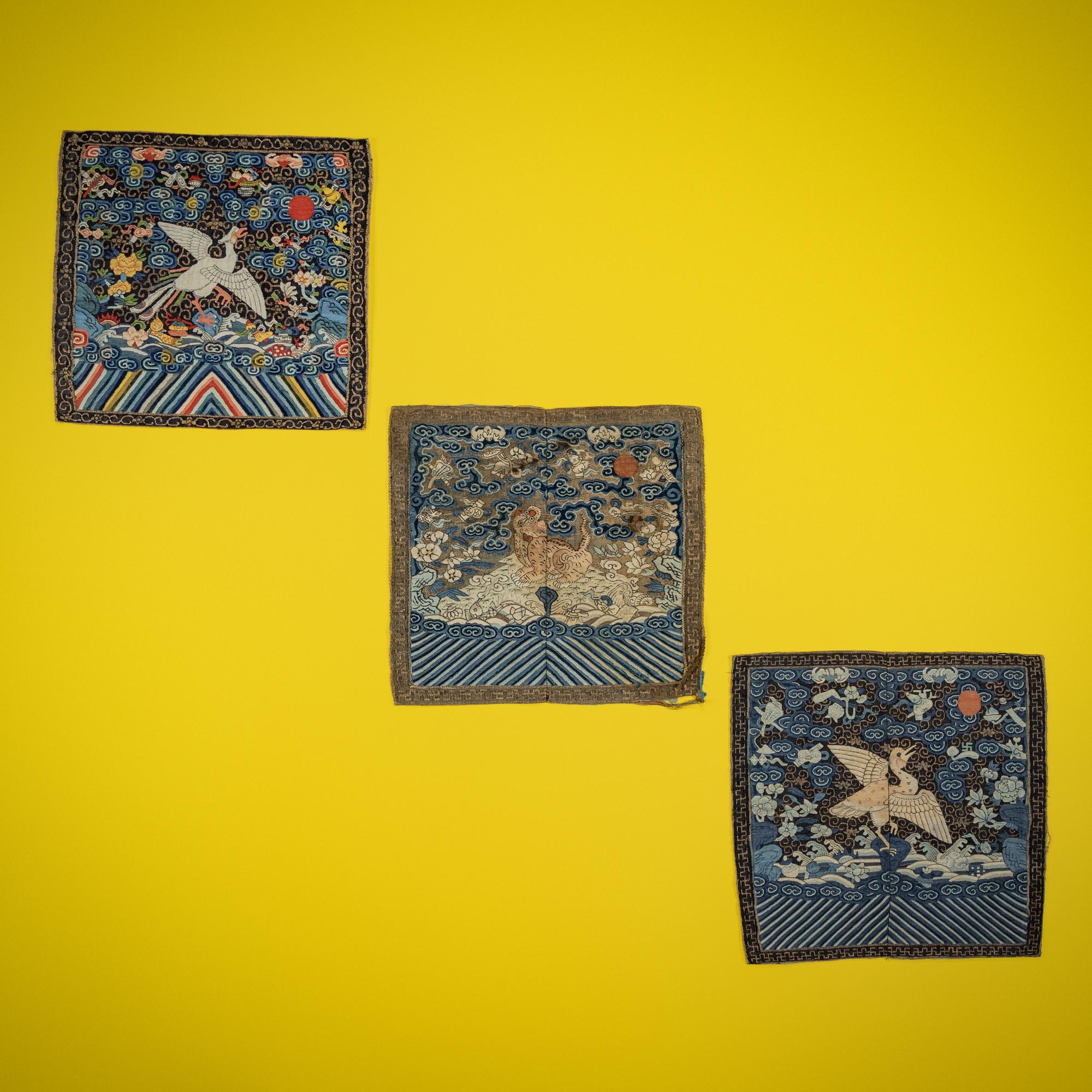 Three Chinese Kesi Rank Badges, 19th Century — 清晚期 緙絲補子三種