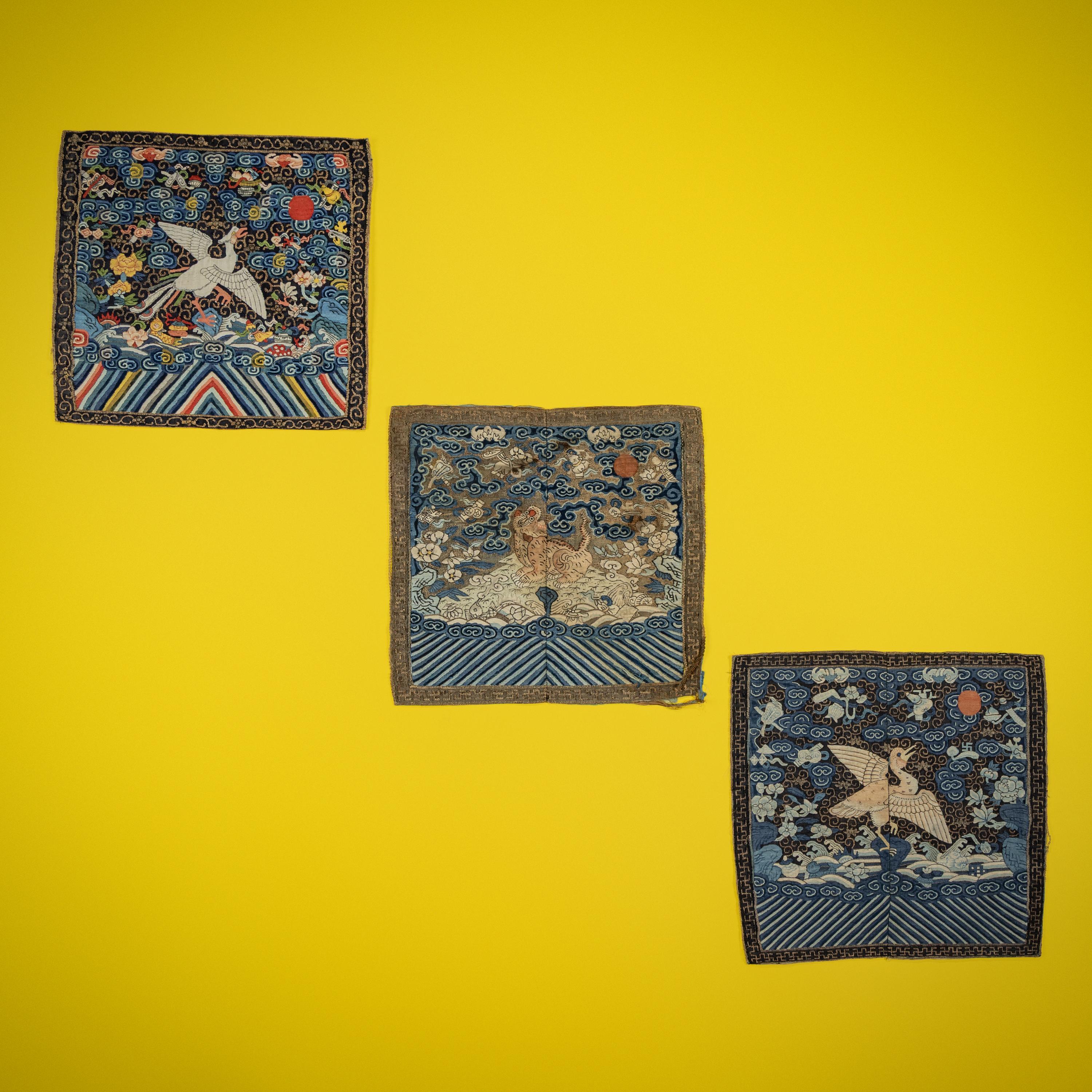 Three Chinese Kesi Rank Badges, 19th Century — 清晚期 緙絲補子三種