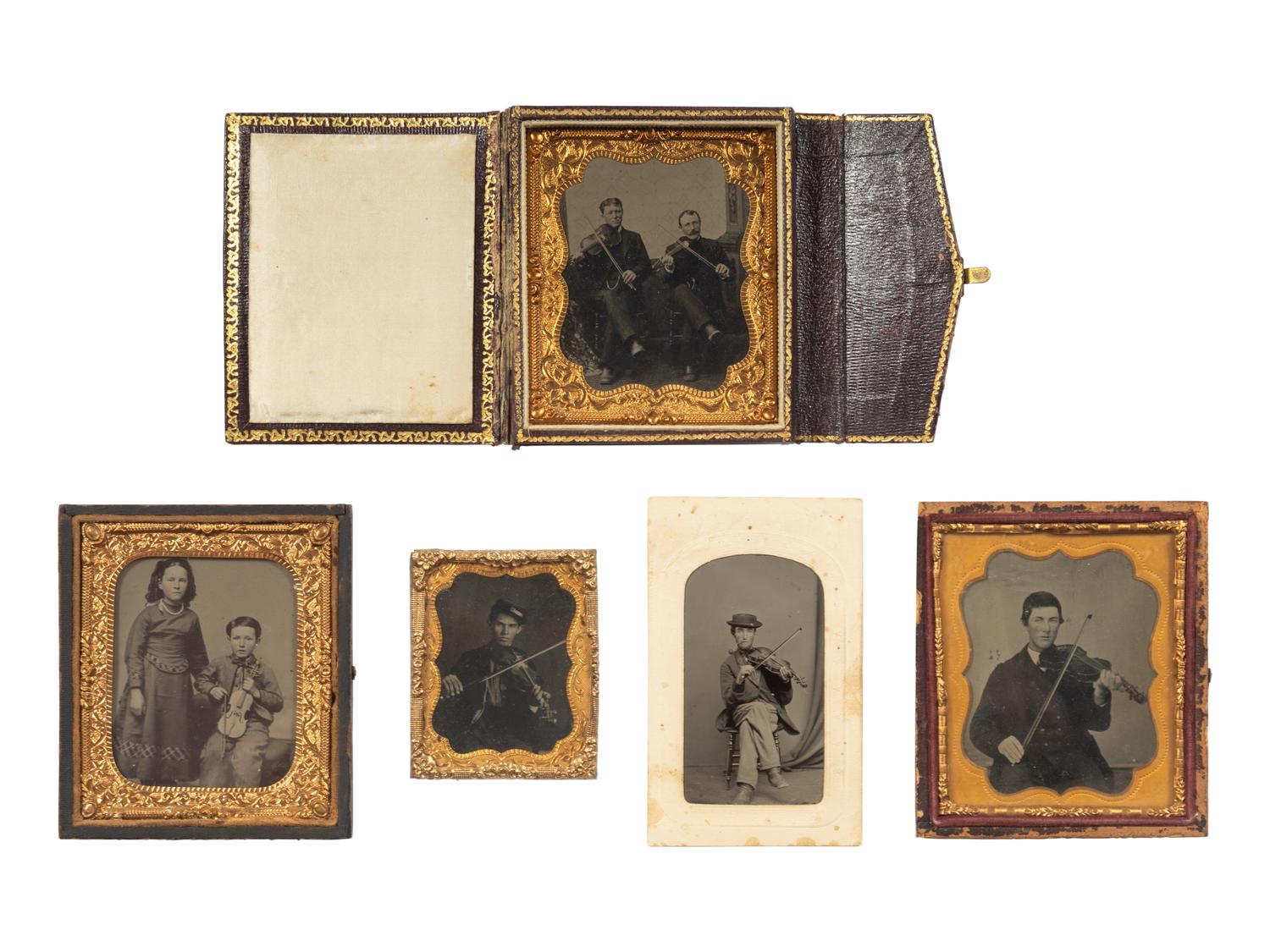 A Group of Nine Cased Images of Violin Players