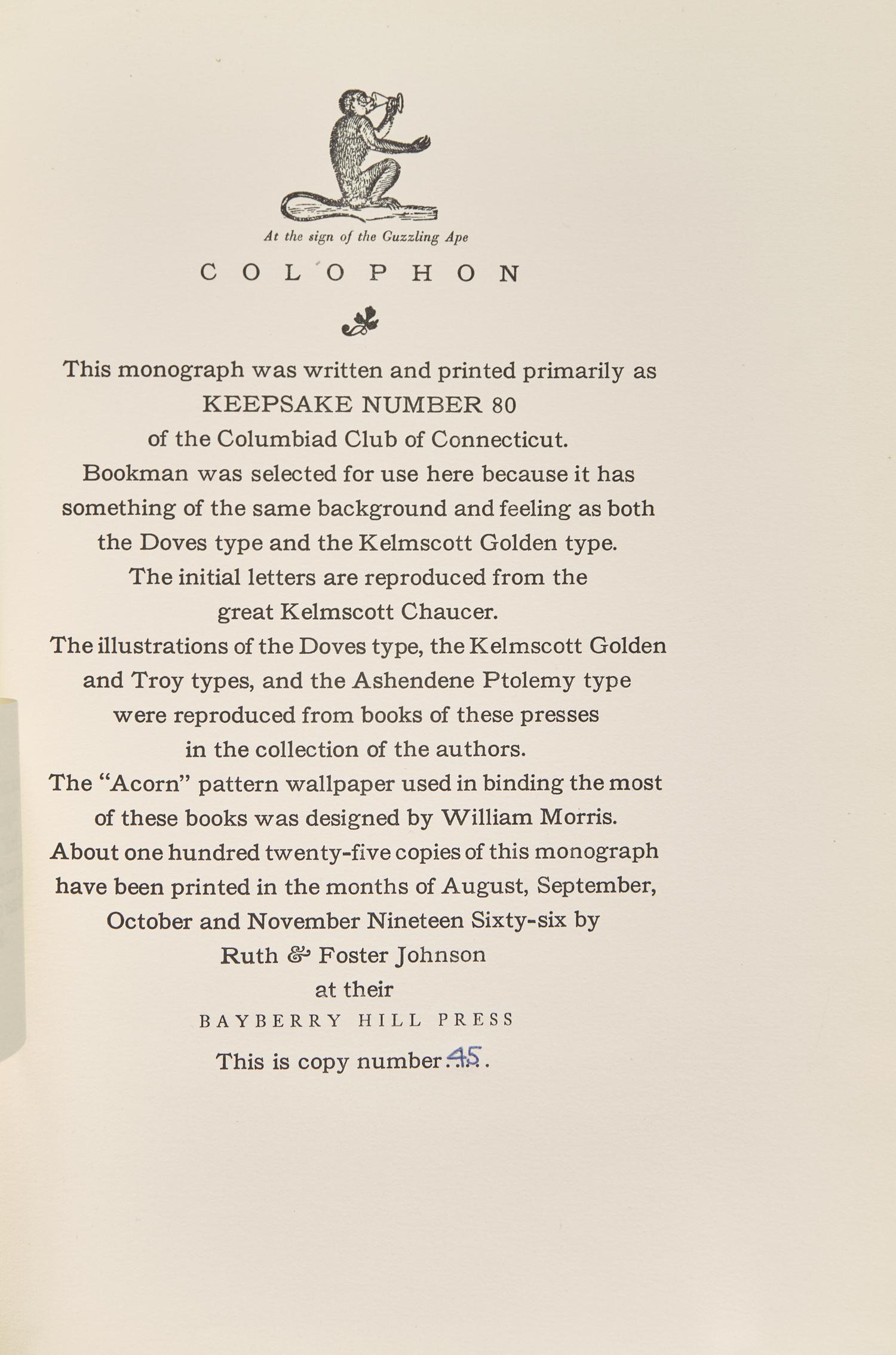 [Kelmscott Press] Johnson, Ruth and Foster. Kelmscott Revisited