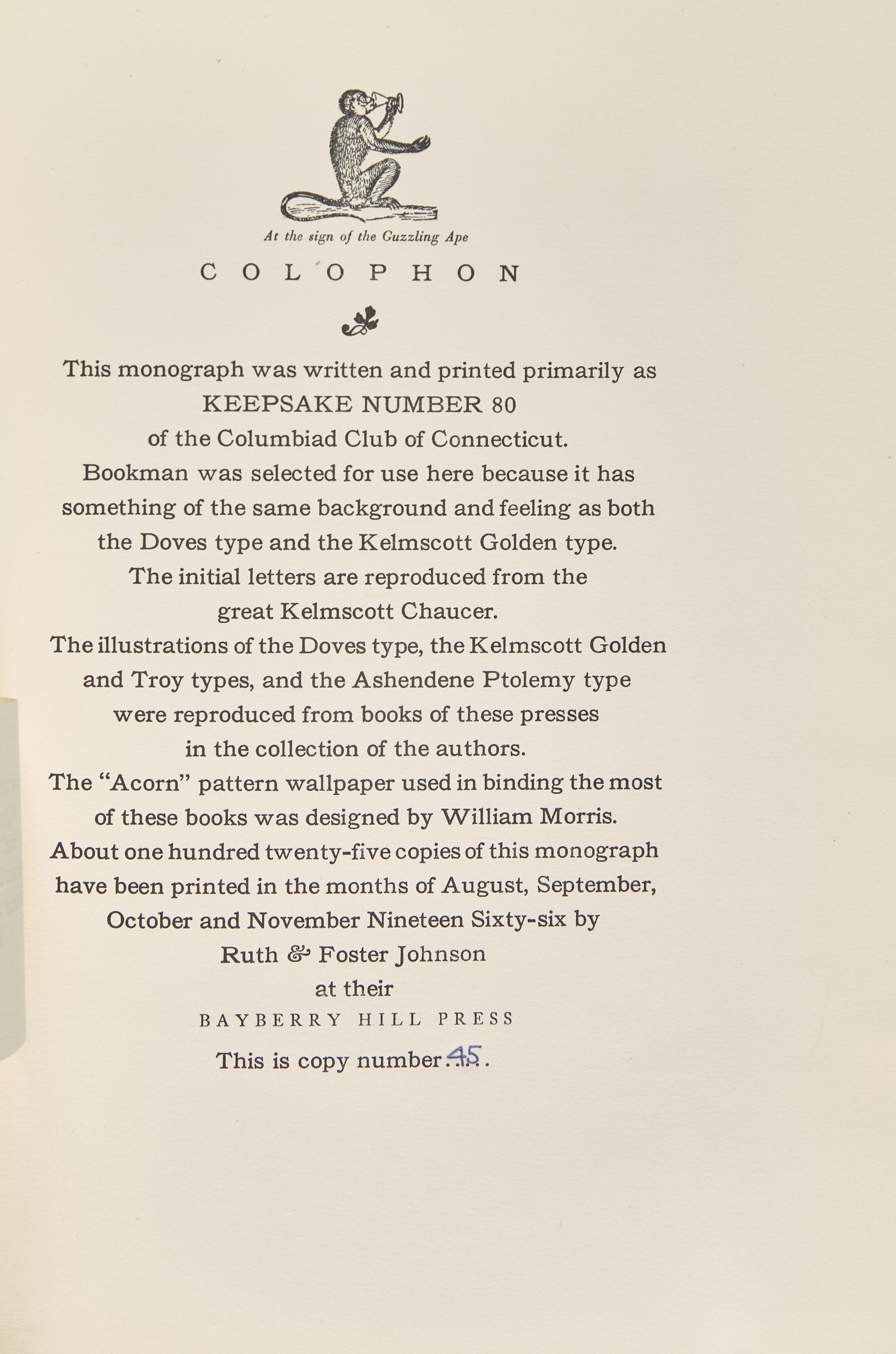 [Kelmscott Press] Johnson, Ruth and Foster. Kelmscott Revisited