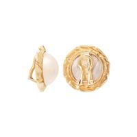 YELLOW GOLD AND MABE PEARL EARCLIPS
