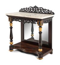A Continental Parcel-Gilt Mahogany Marble-Top Pier Table