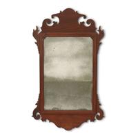 Small Chippendale mahogany looking glass bearing printed label of John Elliott, Jr., Philadelphia, PA, 1784-179