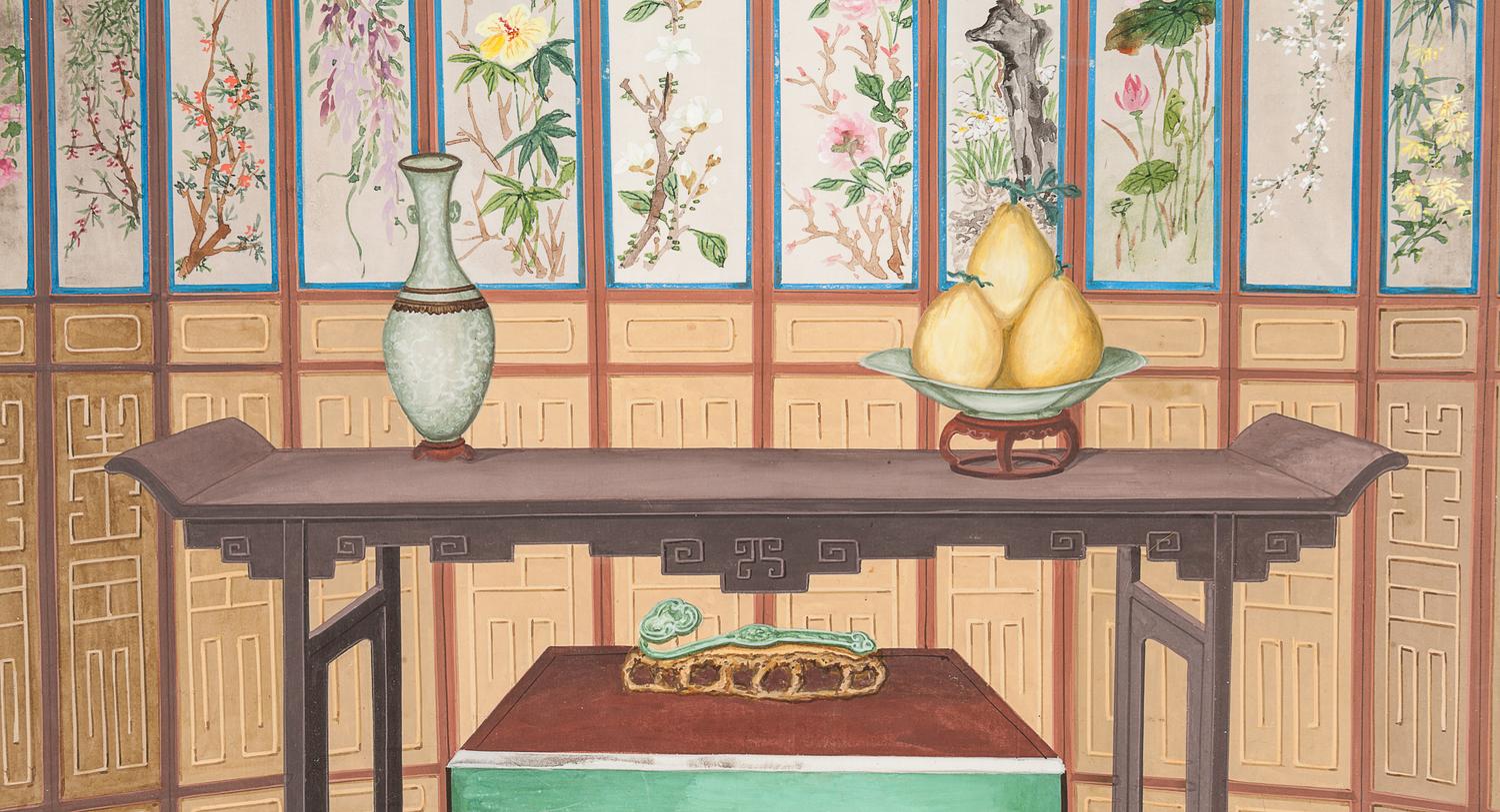Two Export Drawings of Traditional Interior Design
