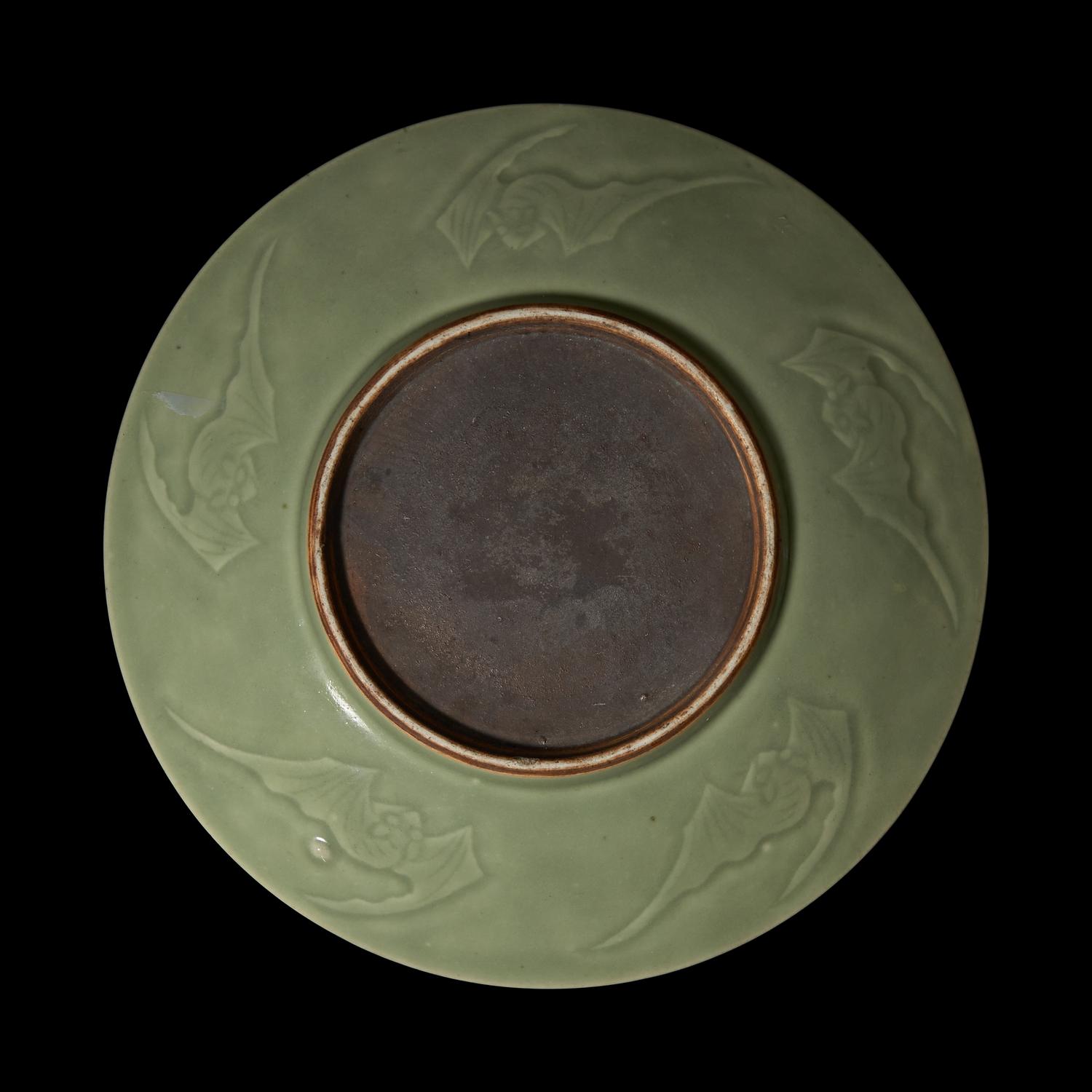 A Chinese Carved Celadon Dish 豆青釉劃花紋盤