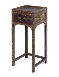 A Chinese Export Gilt and Polychrome Decorated Black Lacquered Dressing Table